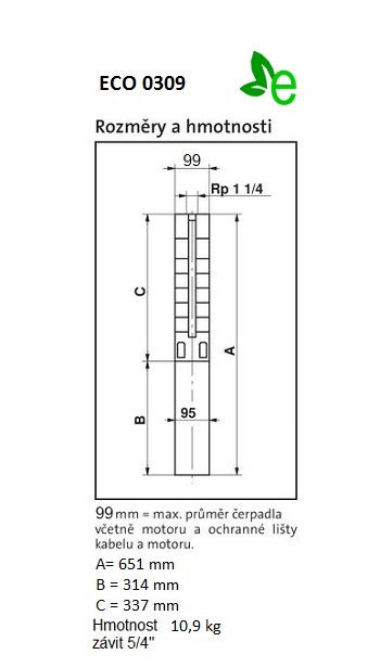 ECO4 0309 50Hz rozměry, hmotnost_1